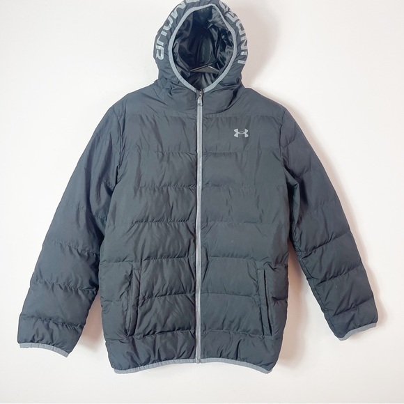 Under Armour Other - Under Armour Youth Boys Cold Gear Black Gray Puffer Coat Jacket Sz YXL
